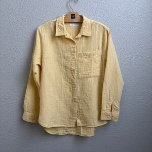 Zara Girls Light Yellow Gauze button down shirt size 13/14